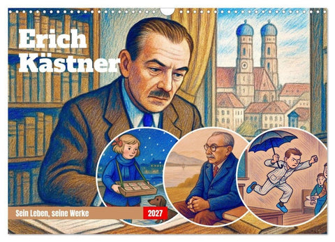 Erich Kästner (Wandkalender 2027 DIN A3 quer), CALVENDO Monatskalender