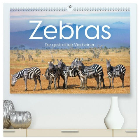 Zebras - Die gestreiften Vierbeiner. (hochwertiger Premium Wandkalender 2027 DIN A2 quer), Kunstdruck in Hochglanz