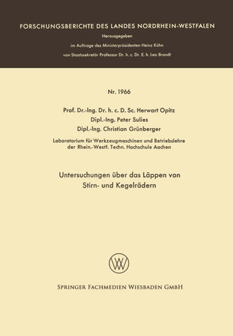Untersuchungen über das Läppen von Stirn- und Kegelrädern
