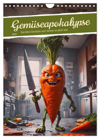 Gemüseapokalypse - Iss dein Gemüse auf, bevor es dich isst (Wandkalender 2027 DIN A4 hoch), CALVENDO Monatskalender