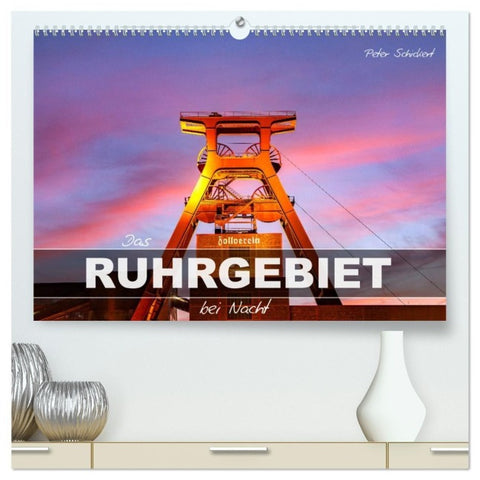 Das Ruhrgebiet bei Nacht (hochwertiger Premium Wandkalender 2027 DIN A2 quer), Kunstdruck in Hochglanz