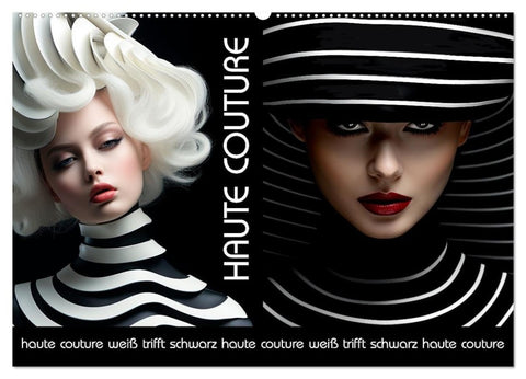 Haute Couture - Weiß trifft Schwarz (Wandkalender 2027 DIN A2 quer), CALVENDO Monatskalender