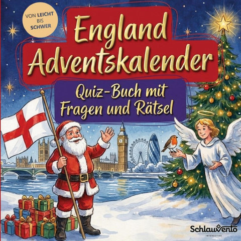 England-Adventskalender: Quiz-Buch mit Fragen und Rätsel