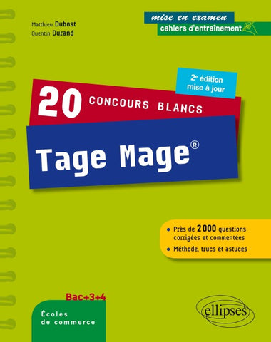 20 concours blancs Tage Mage® - Méthode, trucs et astuces - 2e édition mise à jour