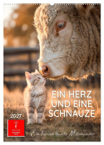 Ein Herz und eine Schnauze - Ein tierisch buntes Miteinander (Wandkalender 2027 DIN A2 hoch), CALVENDO Monatskalender