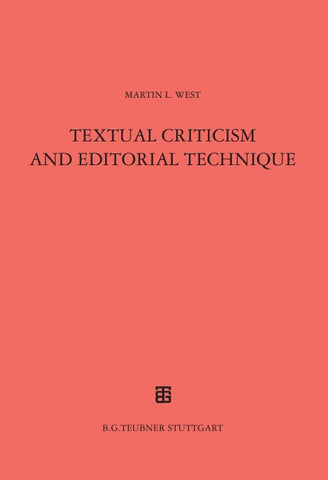Textual Criticism and Editorial Technique