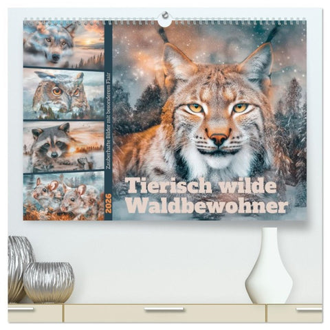 Tierisch wilde Waldbewohner (hochwertiger Premium Wandkalender 2026 DIN A2 quer), Kunstdruck in Hochglanz