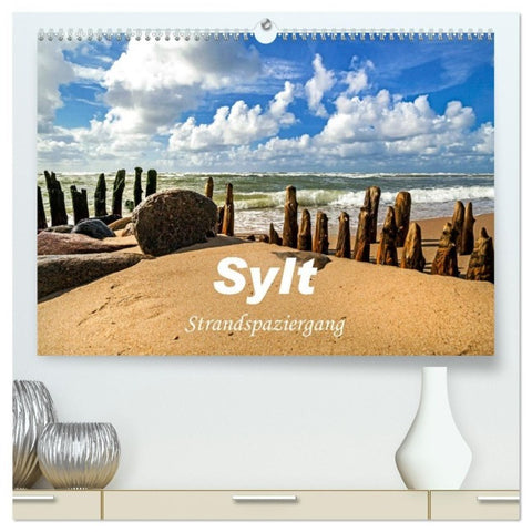 Sylt - Strandspaziergang (hochwertiger Premium Wandkalender 2027 DIN A2 quer), Kunstdruck in Hochglanz