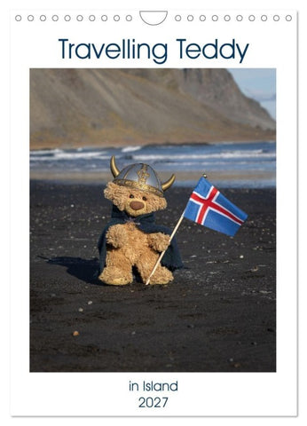 Travelling Teddy in Island (Wandkalender 2027 DIN A4 hoch), CALVENDO Monatskalender