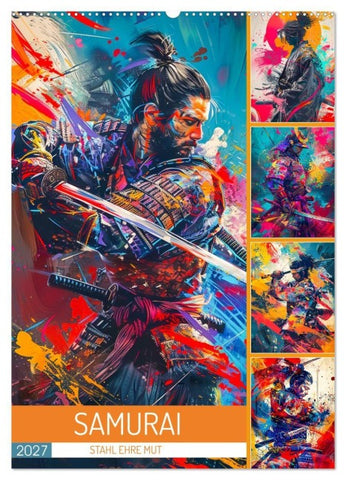 Samurai - Stahl Ehre Mut (Wandkalender 2027 DIN A2 hoch), CALVENDO Monatskalender