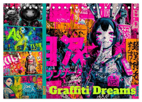 Graffiti Dreams - Cyberpunk Streetart (Tischkalender 2027 DIN A5 quer), CALVENDO Monatskalender