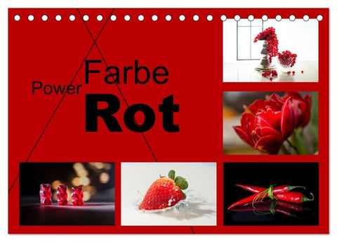 Powerfarbe Rot (Tischkalender 2027 DIN A5 quer), CALVENDO Monatskalender