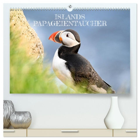 Islands Papageientaucher (hochwertiger Premium Wandkalender 2027 DIN A2 quer), Kunstdruck in Hochglanz
