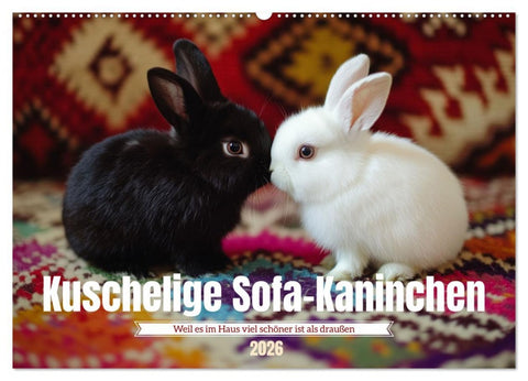 Kuschelige Sofa-Kaninchen (Wandkalender 2026 DIN A2 quer), CALVENDO Monatskalender
