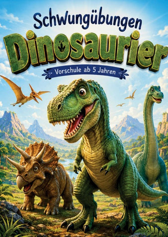 Vorschulbuch Schwungübungen Dinosaurier