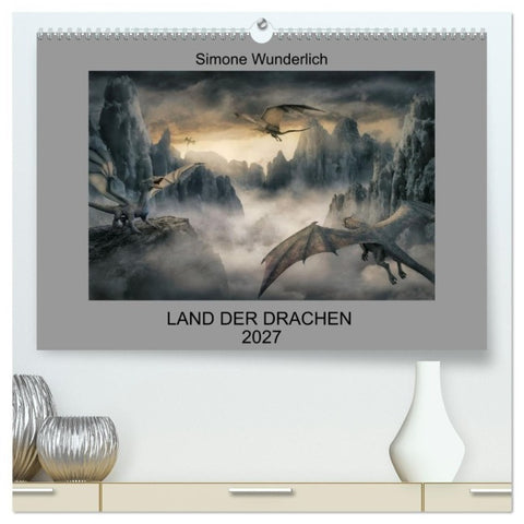 Land der Drachen (hochwertiger Premium Wandkalender 2027 DIN A2 quer), Kunstdruck in Hochglanz