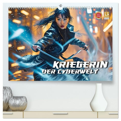 Kriegerin der Cyberwelt (hochwertiger Premium Wandkalender 2027 DIN A2 quer), Kunstdruck in Hochglanz