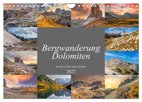Bergwanderung Dolomiten rund um die Drei Zinnen (Wandkalender 2027 DIN A4 quer), CALVENDO Monatskalender