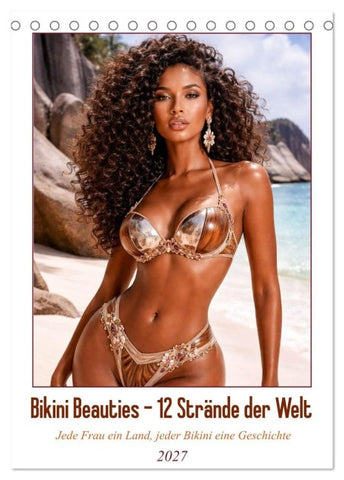 Bikini Beauties - 12 Strände der Welt (Tischkalender 2027 DIN A5 hoch), CALVENDO Monatskalender