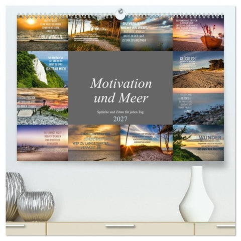 Motivation und Meer (hochwertiger Premium Wandkalender 2027 DIN A2 quer), Kunstdruck in Hochglanz