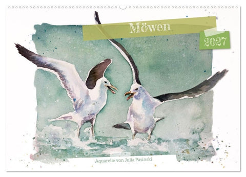 Möwen - Aquarelle von Julia Pasinski (Wandkalender 2027 DIN A2 quer), CALVENDO Monatskalender