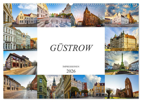 Güstrow Impressionen (Wandkalender 2026 DIN A2 quer), CALVENDO Monatskalender