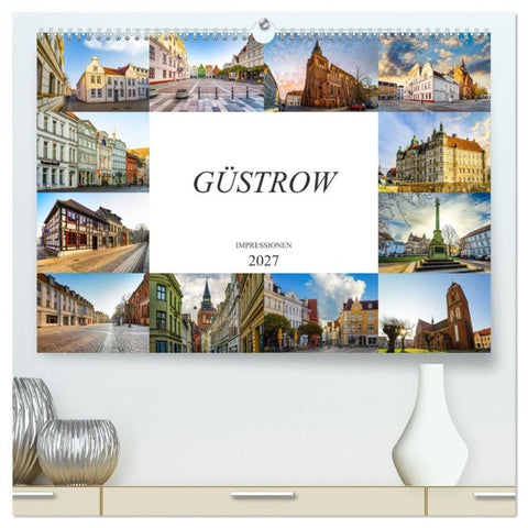 Güstrow Impressionen (hochwertiger Premium Wandkalender 2027 DIN A2 quer), Kunstdruck in Hochglanz
