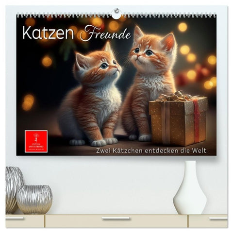 Katzen Freunde (hochwertiger Premium Wandkalender 2027 DIN A2 quer), Kunstdruck in Hochglanz