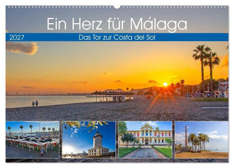Ein Herz für Málaga (Wandkalender 2027 DIN A2 quer), CALVENDO Monatskalender