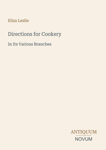 Directions for Cookery