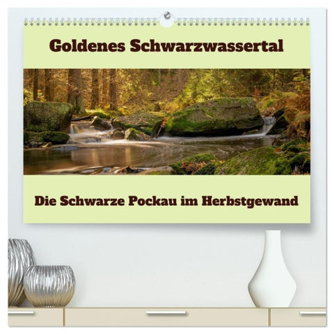 Die schwarze Pockau im Herbstgewand (hochwertiger Premium Wandkalender 2027 DIN A2 quer), Kunstdruck in Hochglanz