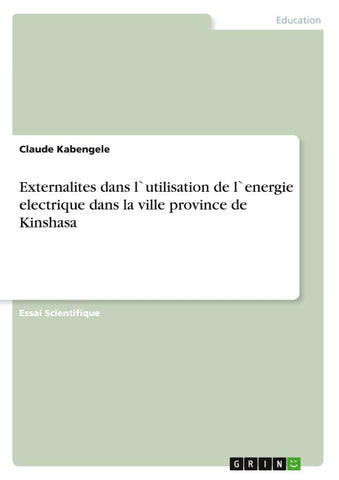 Externalites dans l`utilisation de l`energie electrique dans la ville province de Kinshasa