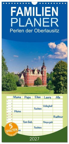 Familienplaner 2027 - Perlen der Oberlausitz mit 5 Spalten (Wandkalender, 21 x 45 cm) CALVENDO