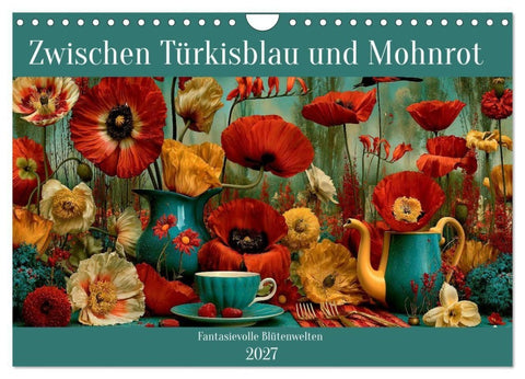 Zwischen Türkisblau und Mohnrot (Wandkalender 2027 DIN A4 quer), CALVENDO Monatskalender