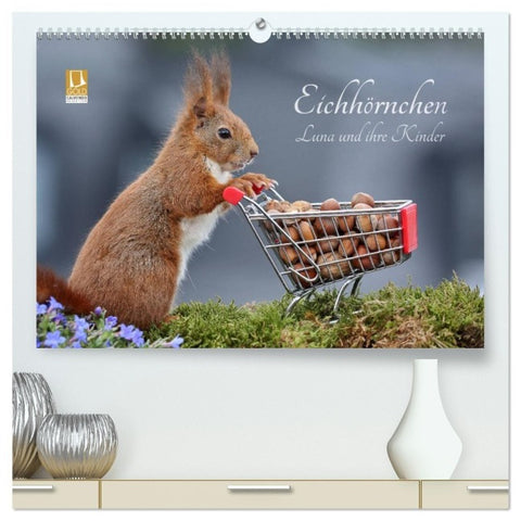 Eichhörnchen Luna und ihre Kinder (hochwertiger Premium Wandkalender 2027 DIN A2 quer), Kunstdruck in Hochglanz