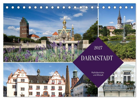 Darmstadt - Mathildenhöhe und Altstadt (Tischkalender 2027 DIN A5 quer), CALVENDO Monatskalender