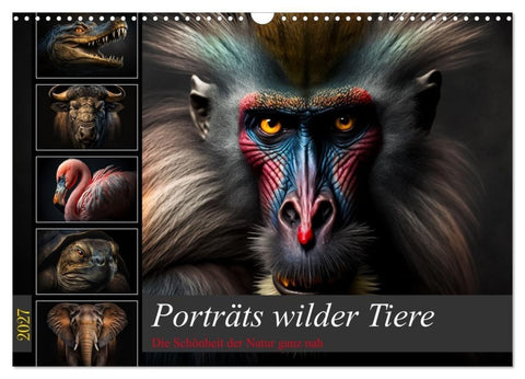 Porträts wilder Tiere (Wandkalender 2027 DIN A3 quer), CALVENDO Monatskalender