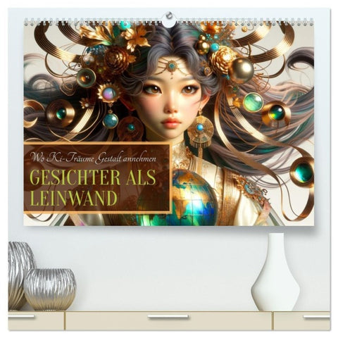 Gesichter als Leinwand (hochwertiger Premium Wandkalender 2027 DIN A2 quer), Kunstdruck in Hochglanz