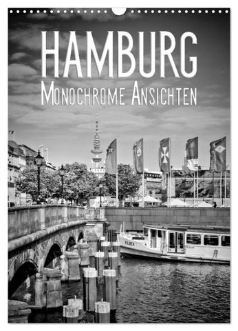 HAMBURG Monochrome Ansichten (Wandkalender 2027 DIN A3 hoch), CALVENDO Monatskalender