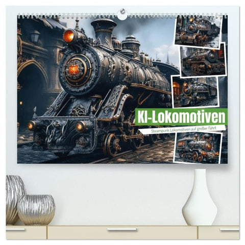 KI-Lokomotiven (hochwertiger Premium Wandkalender 2027 DIN A2 quer), Kunstdruck in Hochglanz