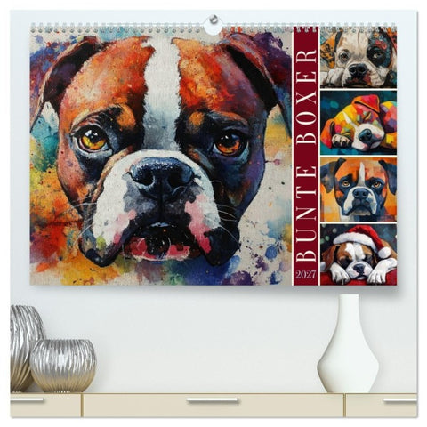 Bunte Boxer (hochwertiger Premium Wandkalender 2027 DIN A2 quer), Kunstdruck in Hochglanz