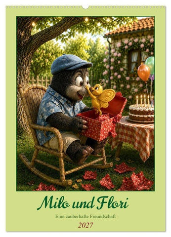 Milo und Flori (Wandkalender 2027 DIN A2 hoch), CALVENDO Monatskalender