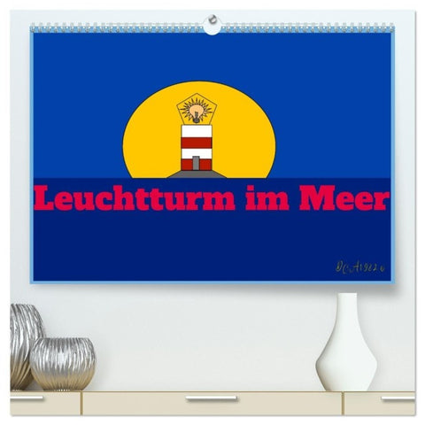 Leuchtturm im Meer (hochwertiger Premium Wandkalender 2027 DIN A2 quer), Kunstdruck in Hochglanz