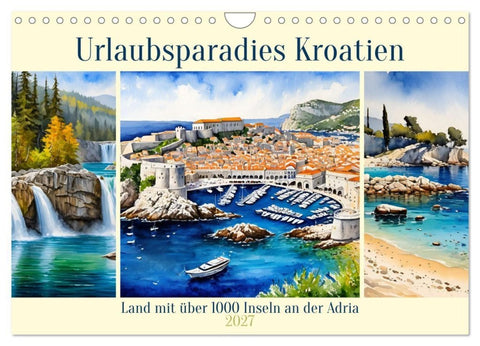 Urlaubsparadies Kroatien (Wandkalender 2027 DIN A4 quer), CALVENDO Monatskalender