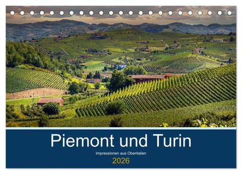 Piemont und Turin (Tischkalender 2026 DIN A5 quer), CALVENDO Monatskalender