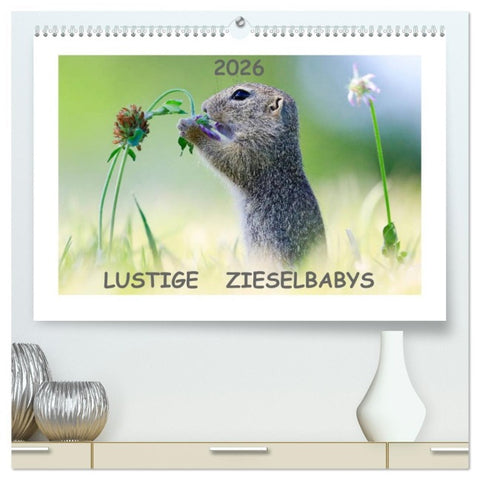 Lustige Zieselbabys (hochwertiger Premium Wandkalender 2026 DIN A2 quer), Kunstdruck in Hochglanz