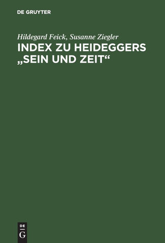 Index zu Heideggers "Sein und Zeit"