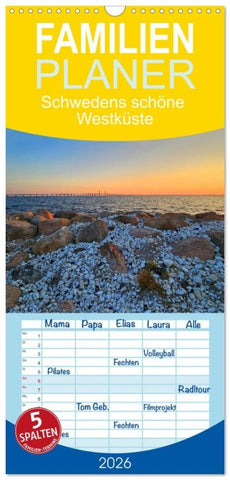 Familienplaner 2026 - Schwedens schöne Westküste mit 5 Spalten (Wandkalender, 21 x 45 cm) CALVENDO