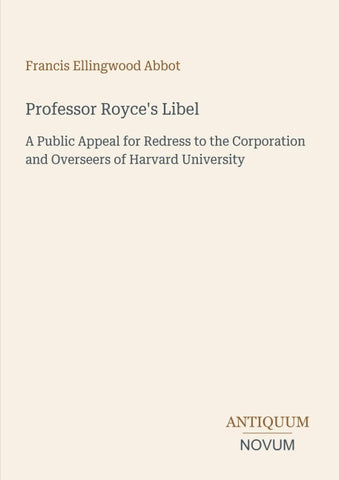 Professor Royce's Libel