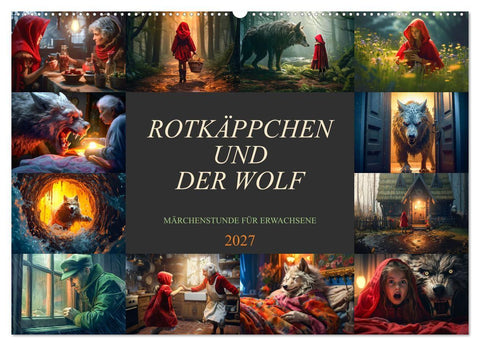 Rotkäppchen und der Wolf (Wandkalender 2027 DIN A2 quer), CALVENDO Monatskalender